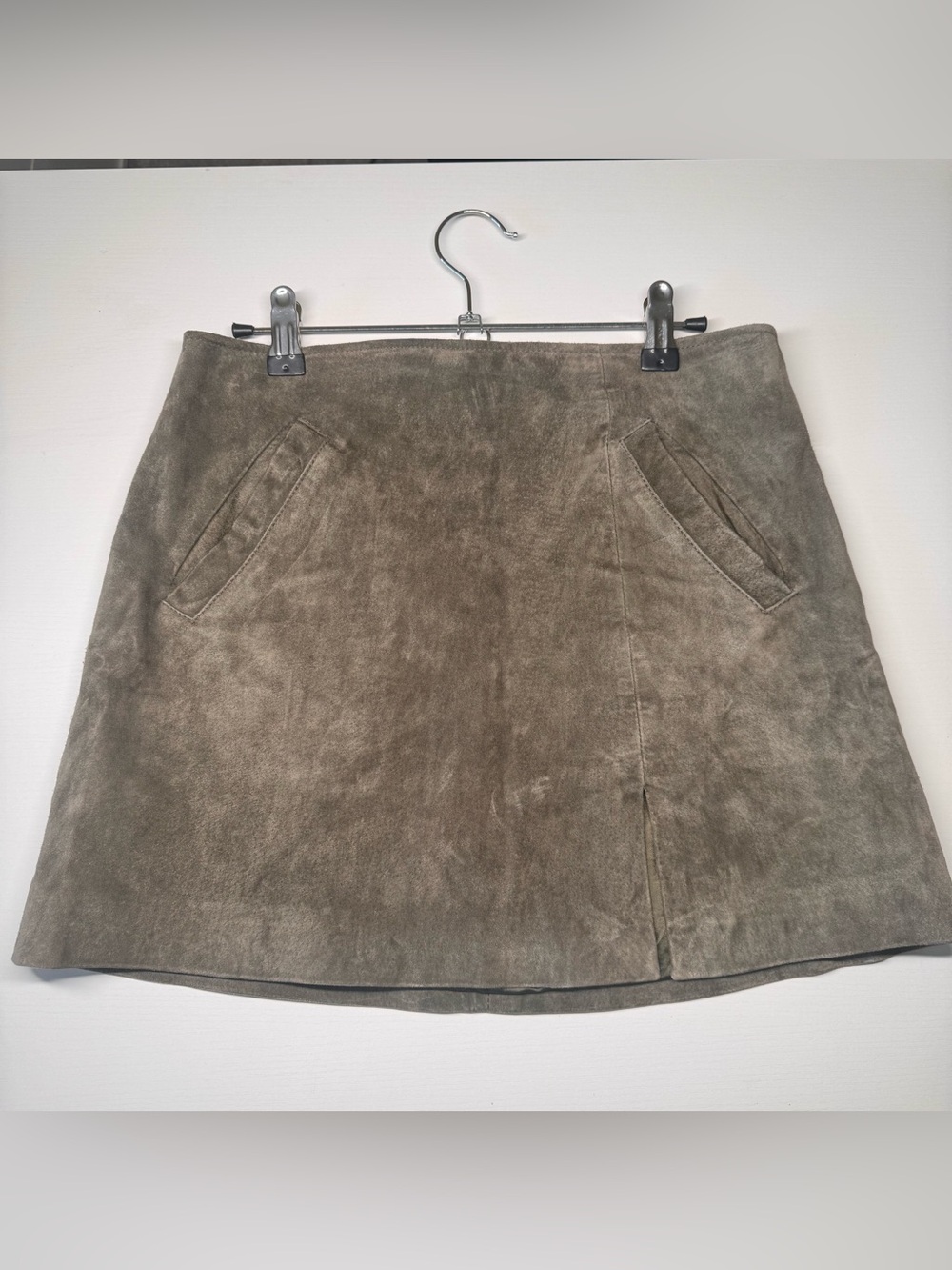 Blank NYC Olive Suede A-Line Mini Skirt